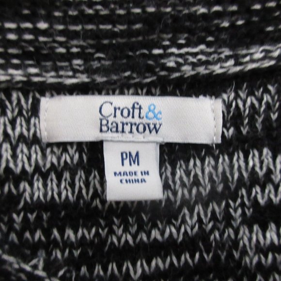 Croft & Barrow Sweater Sz Petite M Pullover Black & White Boat Neck Heather Knit - Picture 3 of 6